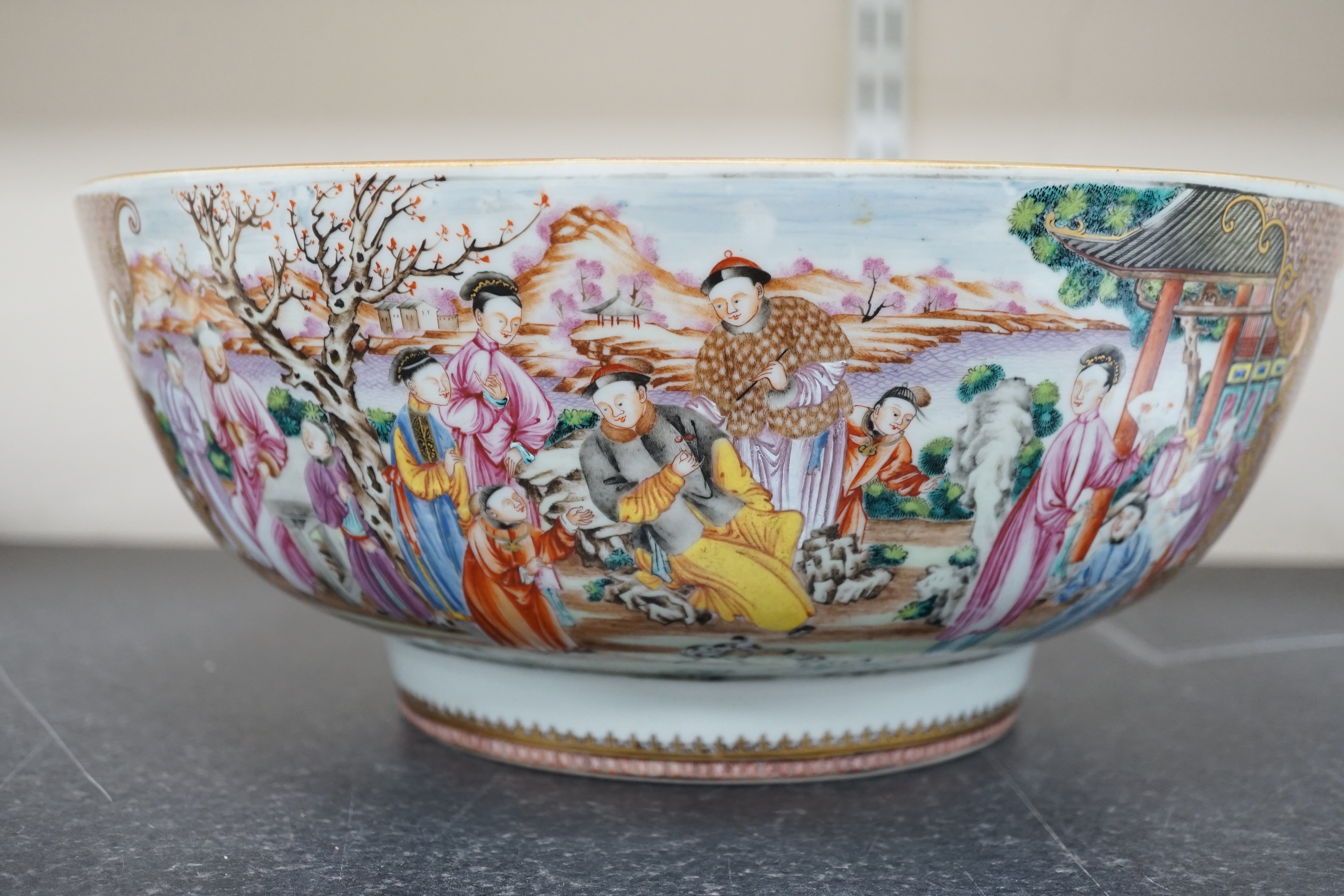 A large Chinese famille rose punch bowl, Qianlong period